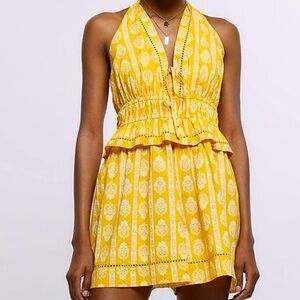 River Island Paisley Print Halter Neck Beach Romper